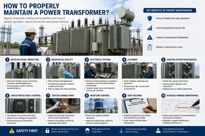 Kaip tinkamai prižiūrėti galios transformatorių?