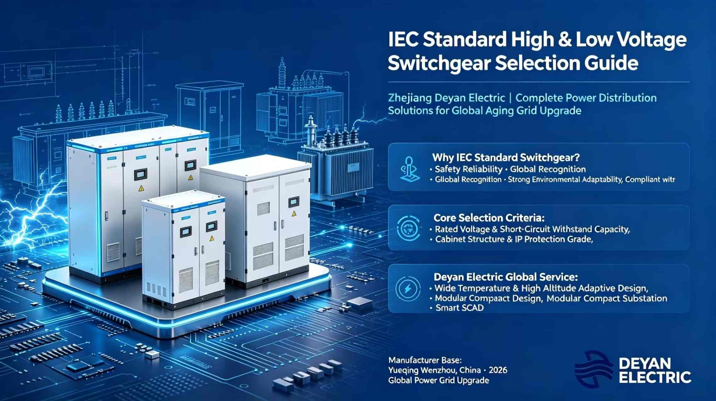 IEC standartinis aukštos ir žemos įtampos skirstomųjų įrenginių pasirinkimo vadovas: „Zhejiang Deyan Electric“ – išsamūs energijos paskirstymo sprendimai, skirti senėjančiam tinklui atnaujinti visame pasaulyje